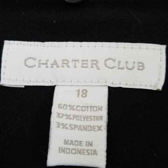 Charter Club Stand Collar Zip Front Blazer Jacket Black w/Gold Buttons Size 18 - Picture 9 of 9